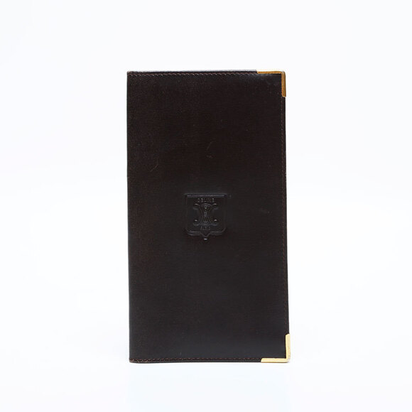 Celine Leather Bifold Wallet with Logo Black WS22205